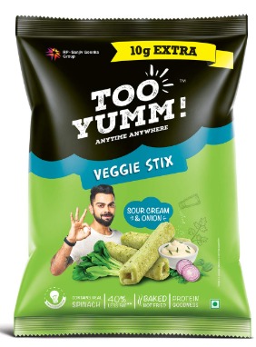 Too Yumm! Sour Cream & Onion Crisps Veggie Stix, 41 g